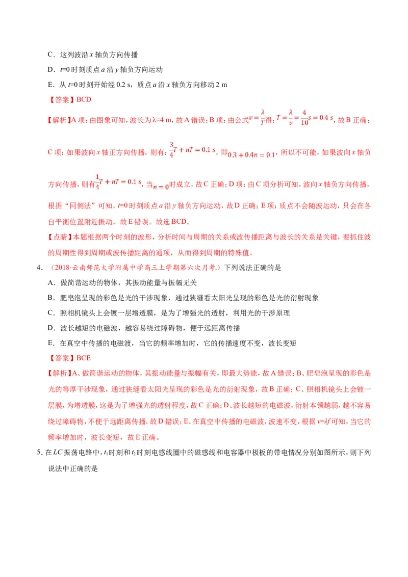 专题16选修3-4-备战2019年高考物理之纠错笔记系列（解析版）_04高考物理_新高考复习资料_2022年新高考复习资料_高考物理2022年一轮复习各版本_赠19年高考物理纠错笔记