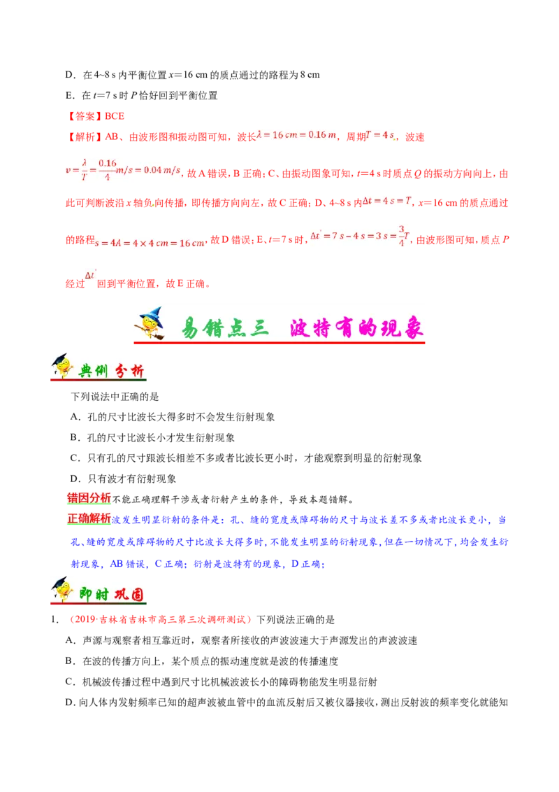 专题16选修3-4-备战2019年高考物理之纠错笔记系列（解析版）_04高考物理_新高考复习资料_2022年新高考复习资料_高考物理2022年一轮复习各版本_赠19年高考物理纠错笔记
