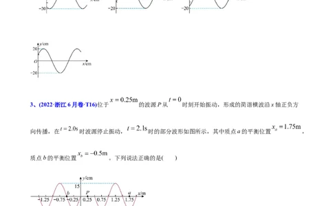 专题16振动和波-2022年高考真题和模拟题物理分专题训练（学生版）_04高考物理_2024年新高考资料_1.2024一轮复习_赠2022年高考物理真题与模拟题分类训练