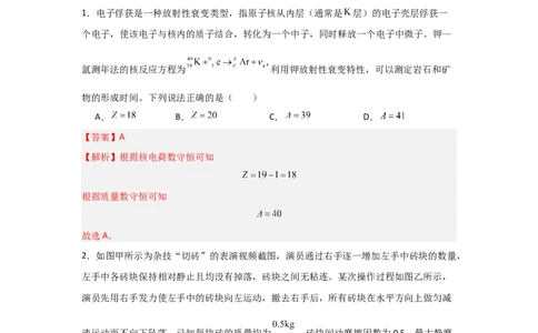 信息必刷卷01（山东专用）（解析版）_04高考物理_2025年新高考资料_2025考前信息卷_2025年高考物理考前信息必刷卷（山东专用）3440439