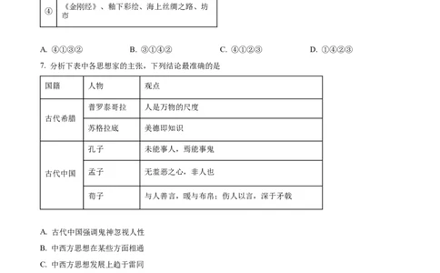 精品解析：四川省宜宾市第六中学校2024届新高三上学期零诊测试历史试题（原卷版）_07高考历史_历史高考模拟题_旧高考_2024年