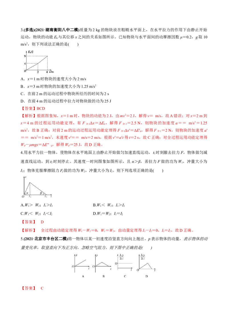 专题9.1动量和动量定理练解析版_04高考物理_新高考复习资料_2022年新高考复习资料_2022年高考物理一轮复习讲练测（新教材新高考）