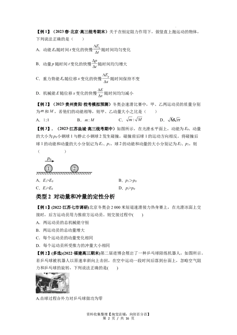 专题14动量与动量定理及其应用（原卷版）_04高考物理_新高考复习资料_2024新高考复习资料_一轮复习资料_完2024届高考物理一轮复习热点题型归类训练