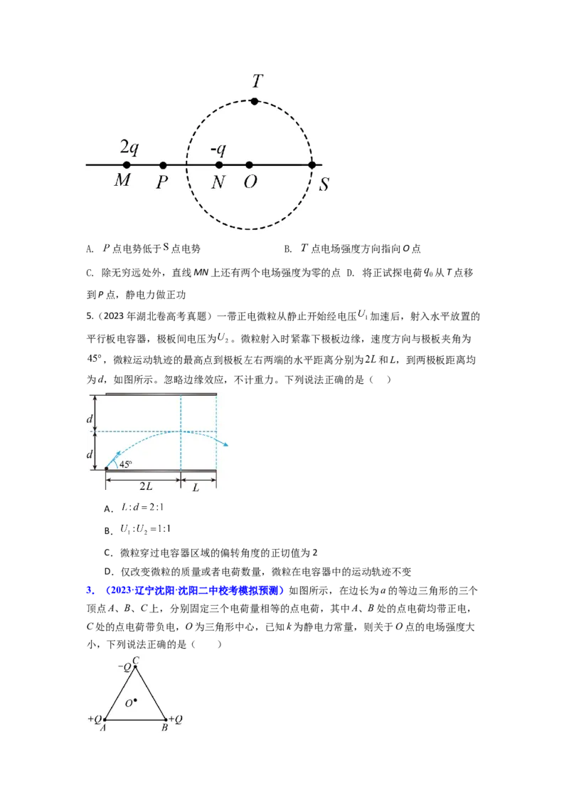 易错点09静电场（4大陷阱）-备战2024年高考物理考试易错题备战（原卷版）_04高考物理_新高考复习资料_2024新高考复习资料_专项复习资料_备战2024年高考物理考试易错题（新高考专用）