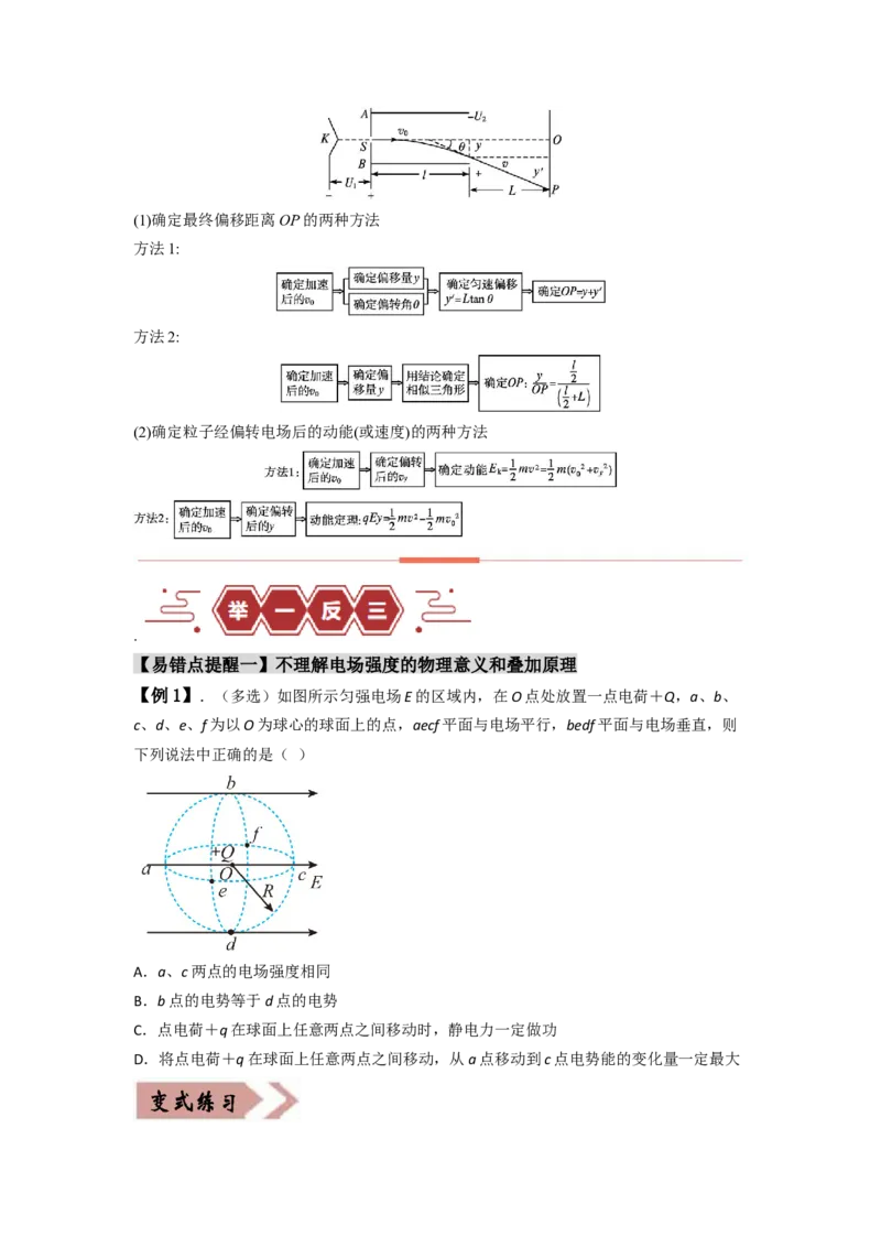 易错点09静电场（4大陷阱）-备战2024年高考物理考试易错题备战（原卷版）_04高考物理_新高考复习资料_2024新高考复习资料_专项复习资料_备战2024年高考物理考试易错题（新高考专用）