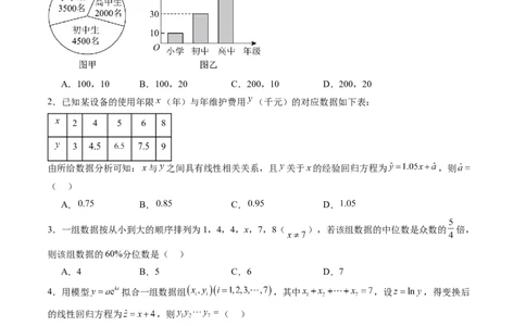 第九章统计与成对数据的统计分析（测试）（原卷版）_02高考数学_新高考复习资料_2024年新高考资料_一轮复习资料_完2024年高考数学一轮复习讲练测(课件+讲义+练习)（新高考）