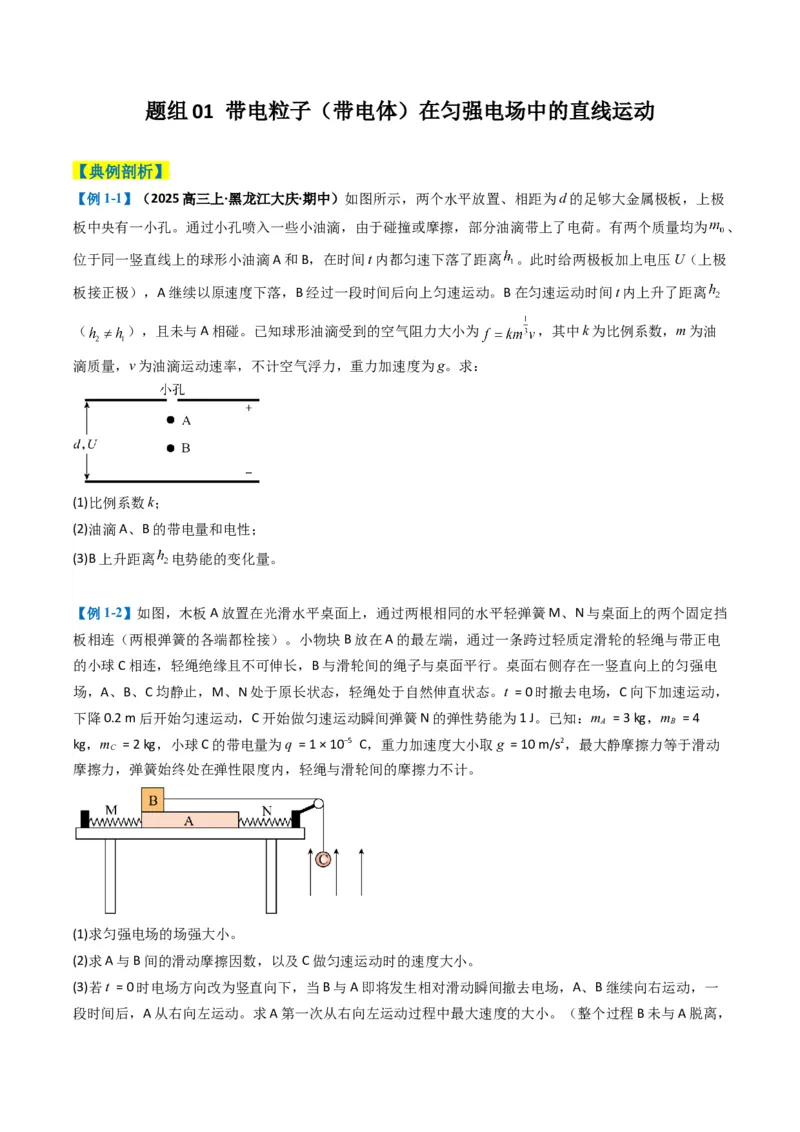 专题16电场综合题（原卷版）_04高考物理_2025年新高考资料_二轮复习_2025年高考物理二轮热点题型归纳与变式演练（新高考通用）339880232