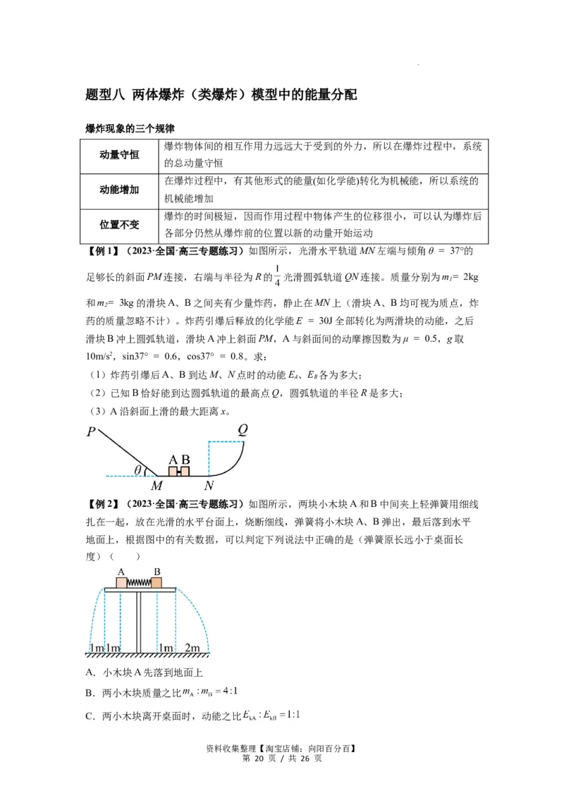 专题16动量能量在各类模型中的应用（原卷版）_04高考物理_新高考复习资料_2024新高考复习资料_一轮复习资料_完2024届高考物理一轮复习热点题型归类训练