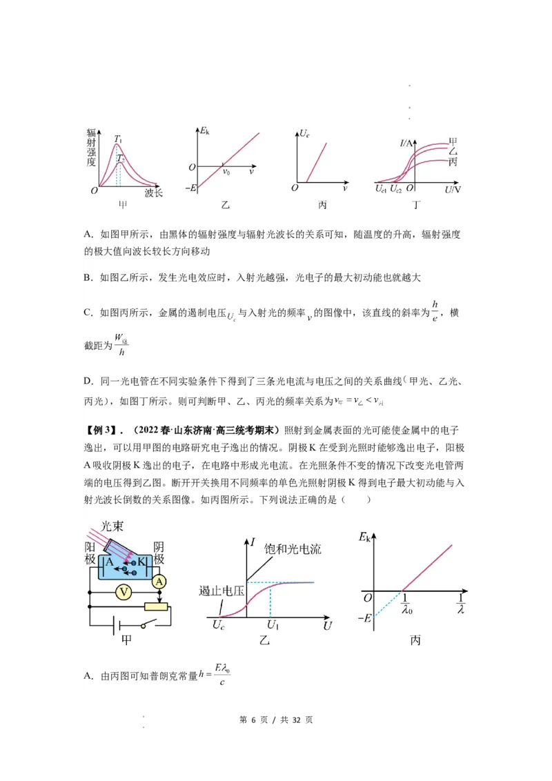 专题32近代物理初步（原卷版）_04高考物理_新高考复习资料_2024新高考复习资料_一轮复习资料_完2024届高考物理一轮复习热点题型归类训练_专题32近代物理初步