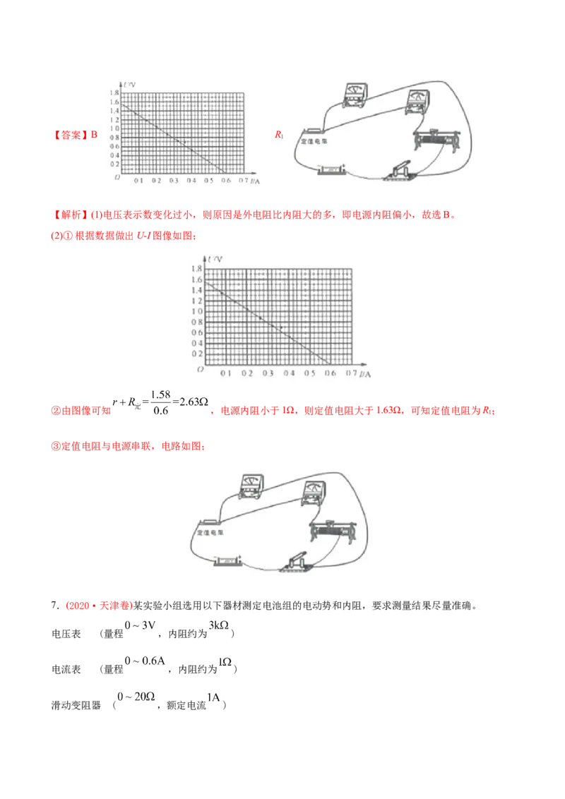 专题19电学实验-2020年高考真题和模拟题物理分类训练（教师版含解析）_04高考物理_新高考复习资料_2022年新高考复习资料_高考物理2022年一轮复习各版本_442