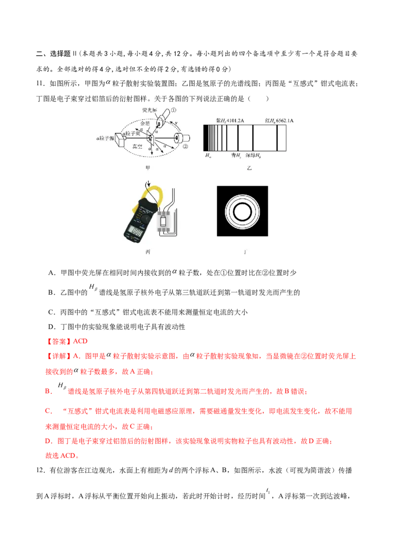信息必刷卷01（浙江专用）（解析版）_04高考物理_2025年新高考资料_2025考前信息卷_2025年高考物理考前信息必刷卷（浙江专用）3432217