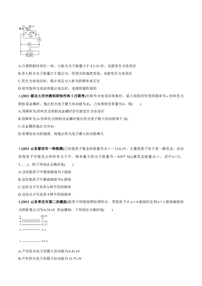 专题16近代物理初步练原卷版_04高考物理_新高考复习资料_2022年新高考复习资料_2022年高考物理一轮复习讲练测（新教材新高考）