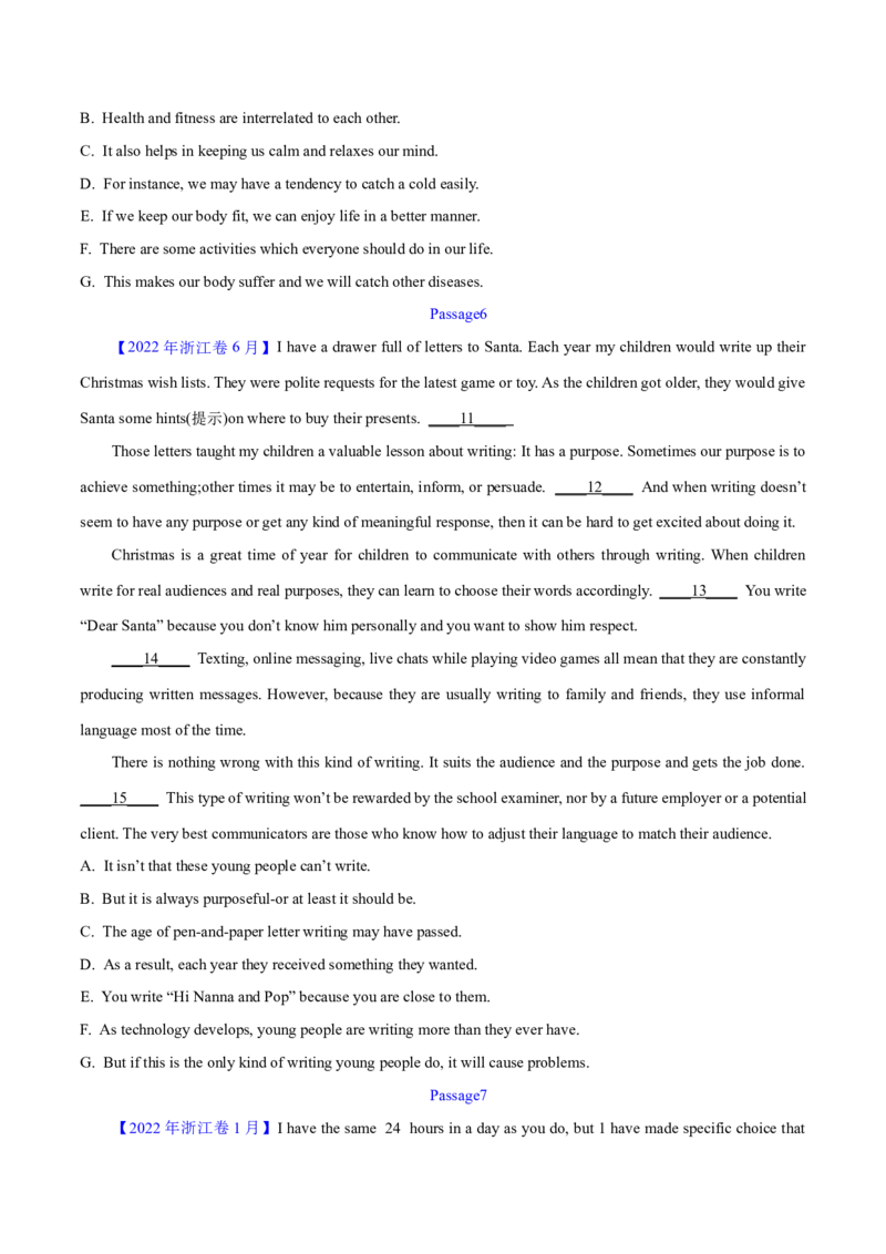 第34讲阅读七选五-段尾设空题（核心考点精讲精练）（原卷版）_03高考英语_通用版（老高考）复习资料_2024年复习资料_完备战2024年高考英语一轮复习考点帮（全国通用）