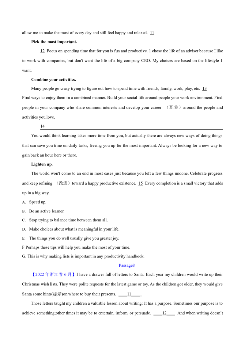 第34讲阅读七选五-段尾设空题（核心考点精讲精练）（原卷版）_03高考英语_通用版（老高考）复习资料_2024年复习资料_完备战2024年高考英语一轮复习考点帮（全国通用）