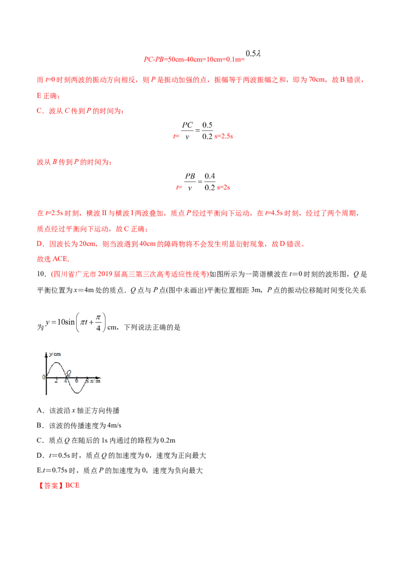 专题16机械振动和机械波&mdash;&mdash;2020年高考真题和模拟题物理分类训练（教师版含解析）_04高考物理_新高考复习资料_2022年新高考复习资料_高考物理2022年一轮复习各版本_984