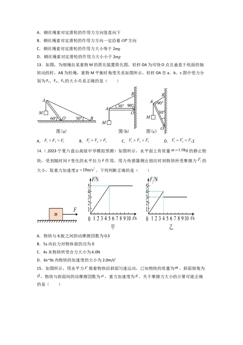 易错点02相互作用（原卷版）_04高考物理_新高考复习资料_2024新高考复习资料_专项复习资料_备战2024年高考物理考试易错题（新高考专用）