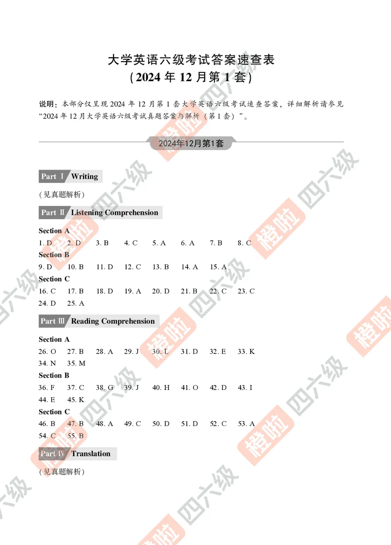 01.2024年12月六级（第一套）-试题6-12_最新更新，视频都在这_2026，6月六级速转存易和谐_0、2025年12月六级_06.橙啦六级全程班石雷鹏_00.讲义_真题
