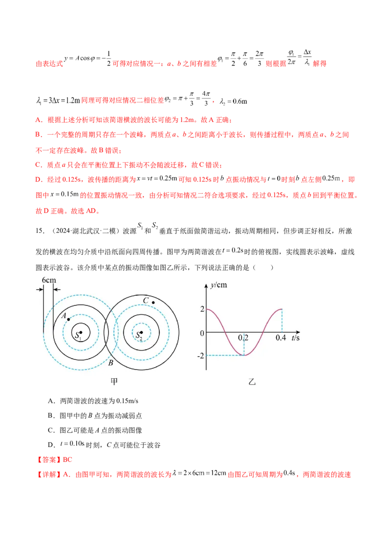 专题15机械振动与机械波（练习）（解析版）_04高考物理_2025年新高考资料_二轮复习_上好课2025年高考物理二轮复习讲练测（新高考通用）3381829