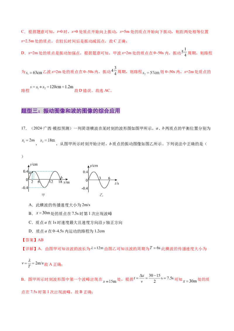 专题15机械振动与机械波（练习）（解析版）_04高考物理_2025年新高考资料_二轮复习_上好课2025年高考物理二轮复习讲练测（新高考通用）3381829
