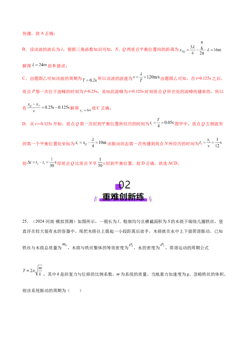 专题15机械振动与机械波（练习）（解析版）_04高考物理_2025年新高考资料_二轮复习_上好课2025年高考物理二轮复习讲练测（新高考通用）3381829