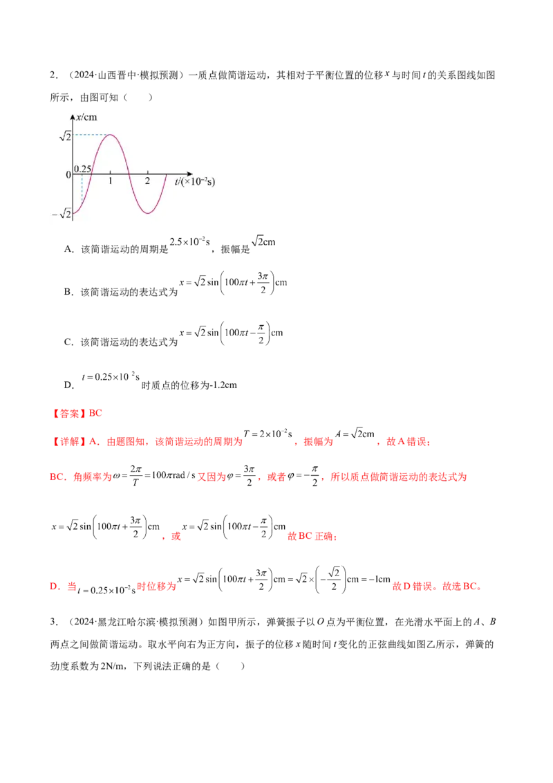 专题15机械振动与机械波（练习）（解析版）_04高考物理_2025年新高考资料_二轮复习_上好课2025年高考物理二轮复习讲练测（新高考通用）3381829