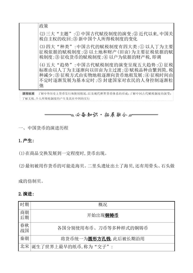 第二十四单元货币与赋税制度教案_07高考历史_新高考复习资料_2022年新高考复习资料_2022届一轮复习讲练结合7.11更新_系列1_第二十四单元货币与赋税制度