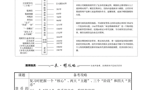 第二十四单元货币与赋税制度教案_07高考历史_新高考复习资料_2022年新高考复习资料_2022届一轮复习讲练结合7.11更新_系列1_第二十四单元货币与赋税制度