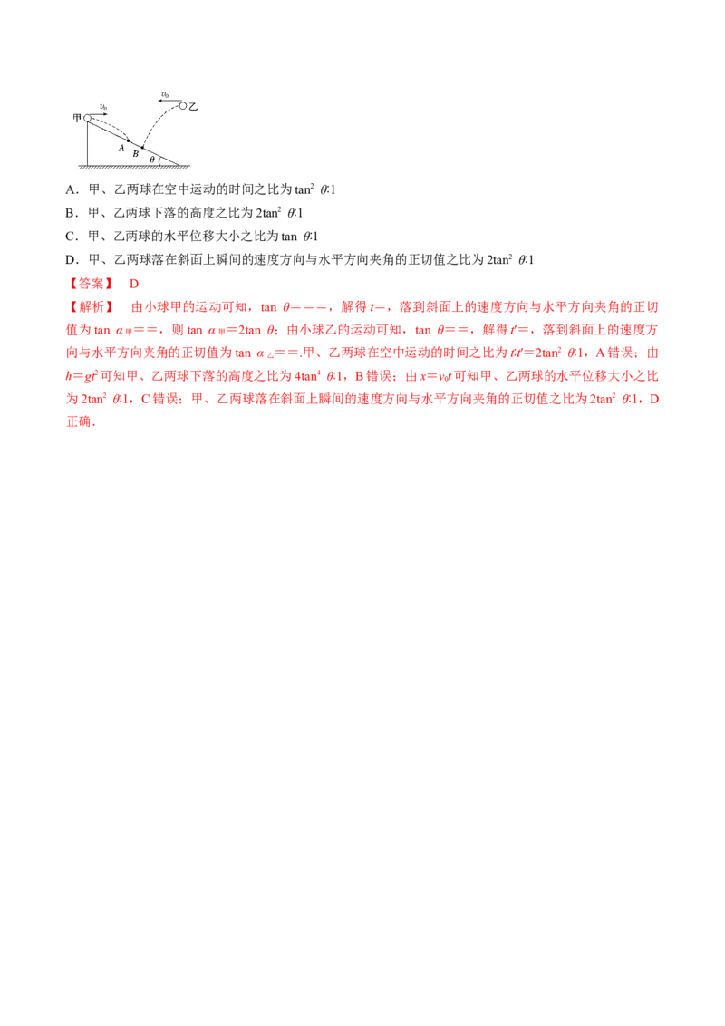 专题4.2抛体运动的规律及实验讲解析版_04高考物理_新高考复习资料_2022年新高考复习资料_2022年高考物理一轮复习讲练测（新教材新高考）
