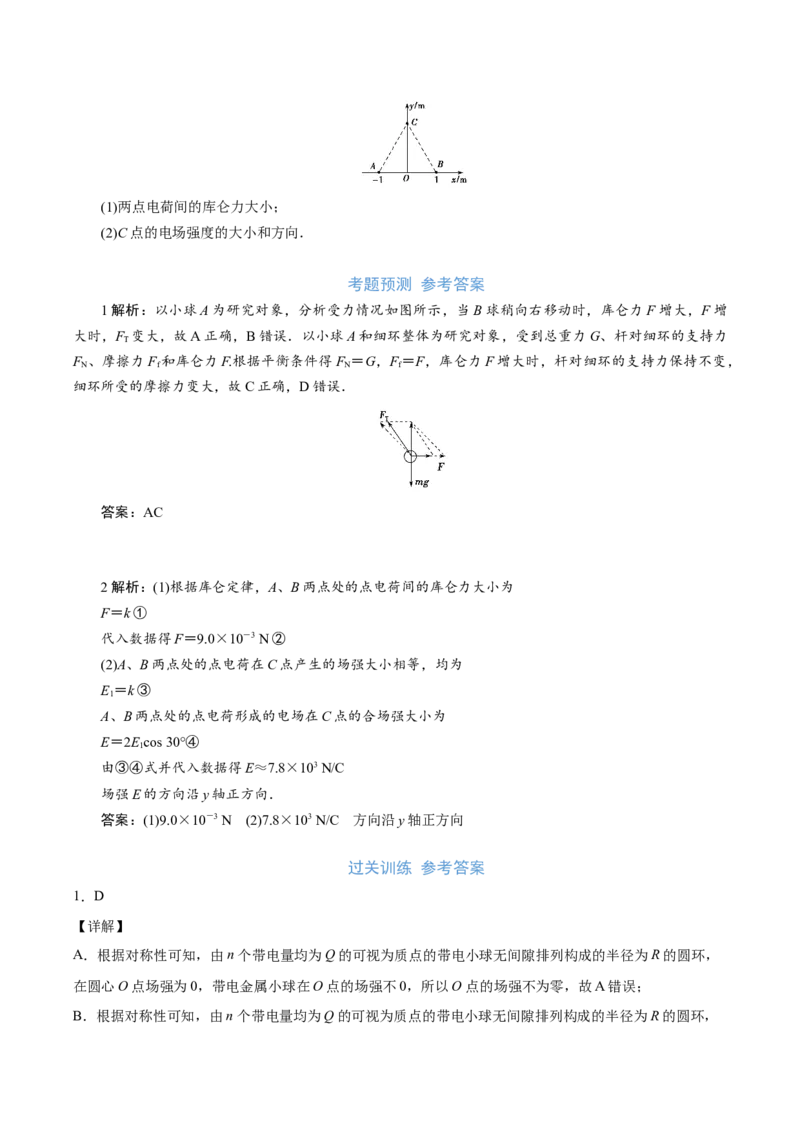 备考2022高考物理一轮复习学案7.1库伦定律&电场力的性质有解析_04高考物理_新高考复习资料_2022年新高考复习资料