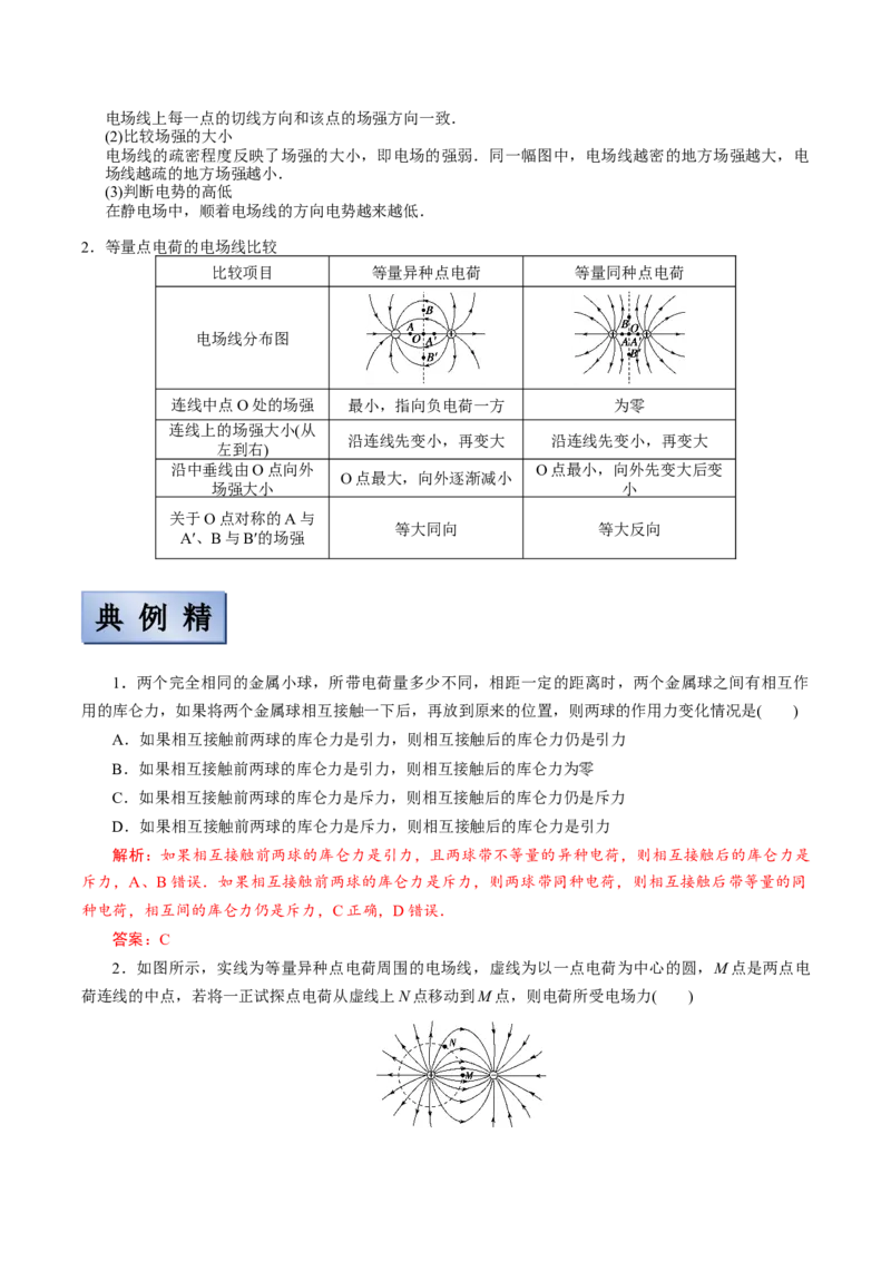备考2022高考物理一轮复习学案7.1库伦定律&电场力的性质有解析_04高考物理_新高考复习资料_2022年新高考复习资料