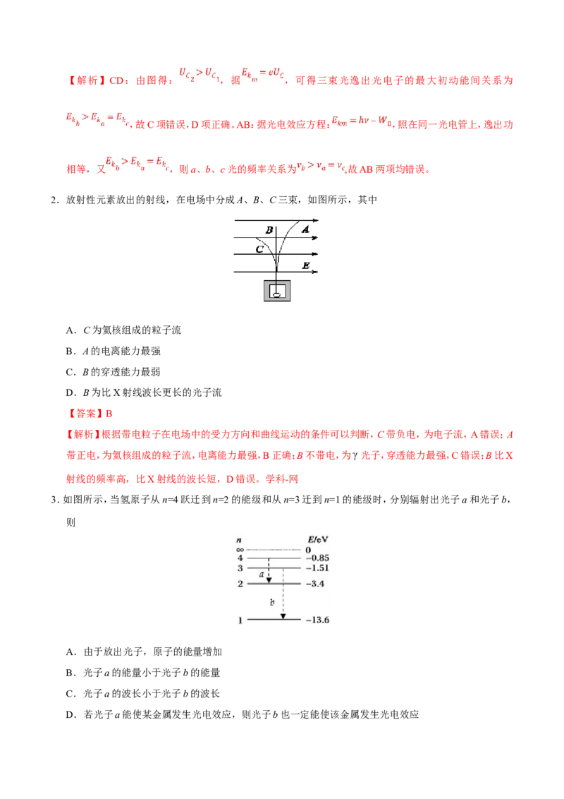 专题13近代物理初步-备战2019年高考物理之纠错笔记系列（解析版）_04高考物理_新高考复习资料_2022年新高考复习资料_高考物理2022年一轮复习各版本_赠19年高考物理纠错笔记_404