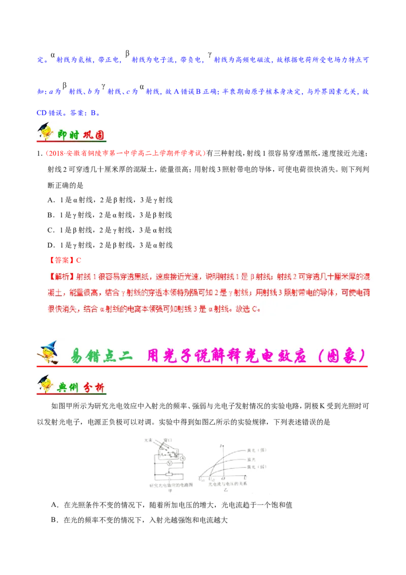 专题13近代物理初步-备战2019年高考物理之纠错笔记系列（解析版）_04高考物理_新高考复习资料_2022年新高考复习资料_高考物理2022年一轮复习各版本_赠19年高考物理纠错笔记_404