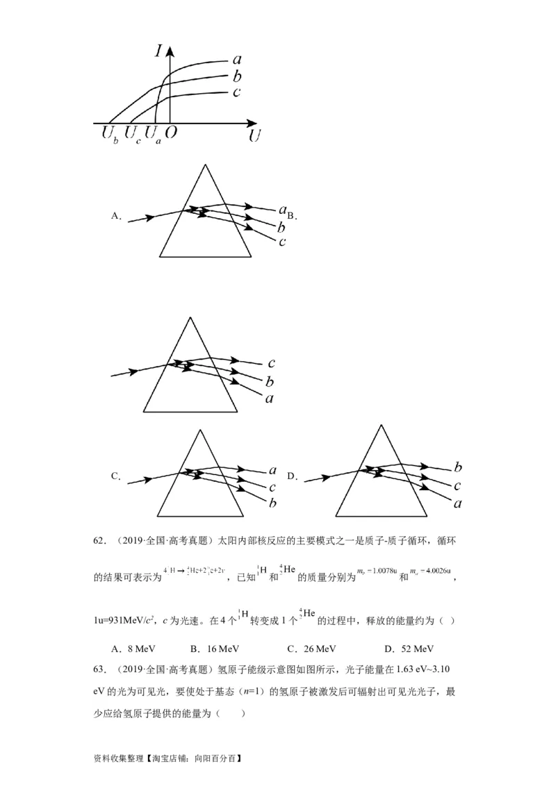 专题16原子和原子核波粒二象性(原卷版)_04高考物理_通用版（老高考）复习资料_2024年复习资料_完五年（2019-2023）高考物理真题分项汇编（全国通用）