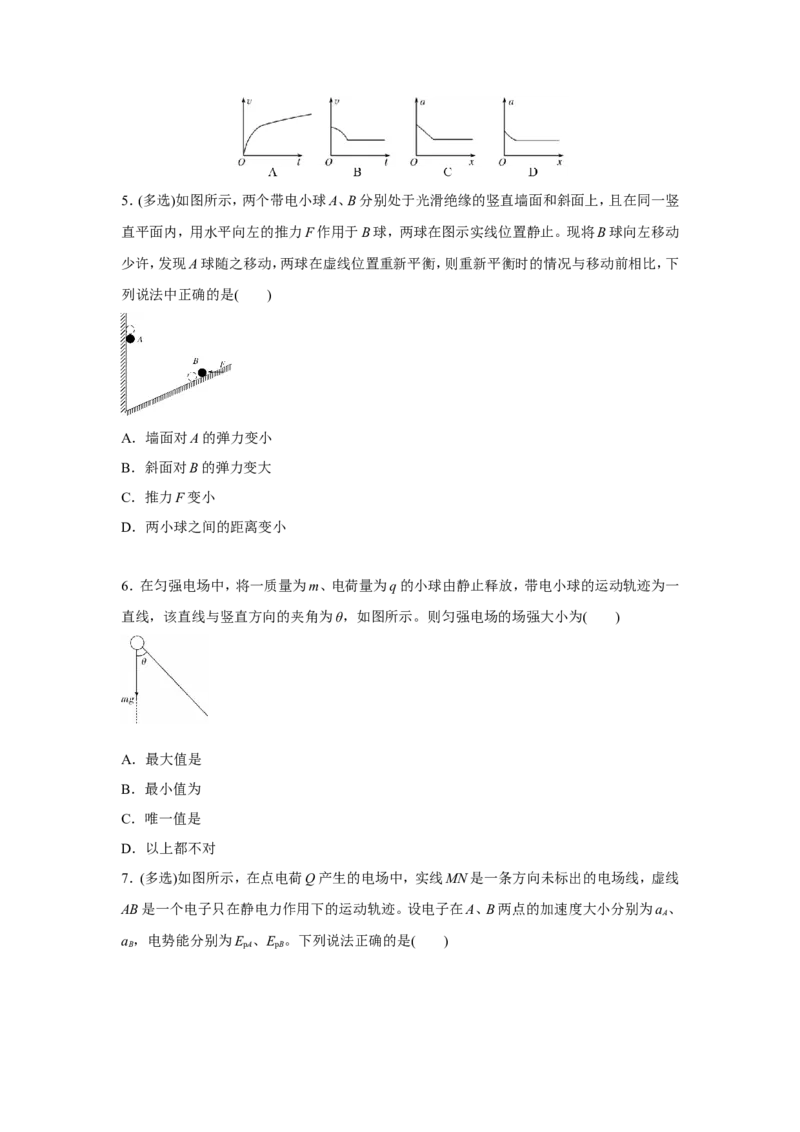 原创（新高考）2021届小题必练15电场力的性质学生版_04高考物理_新高考复习资料_2021年新高考资料_2021届（新高考）高考物理小题必练