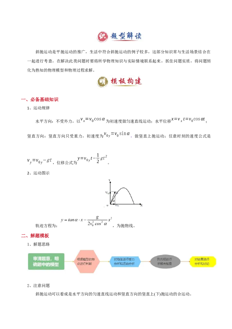 模板04曲线运动（六大题型）（解析版）_04高考物理_2025年新高考资料_二轮复习_2025年高考物理答题技巧与模板构建339420717