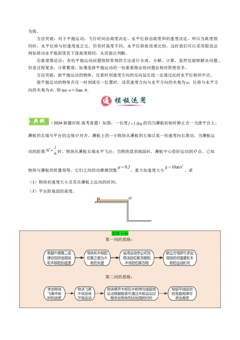 模板04曲线运动（六大题型）（解析版）_04高考物理_2025年新高考资料_二轮复习_2025年高考物理答题技巧与模板构建339420717
