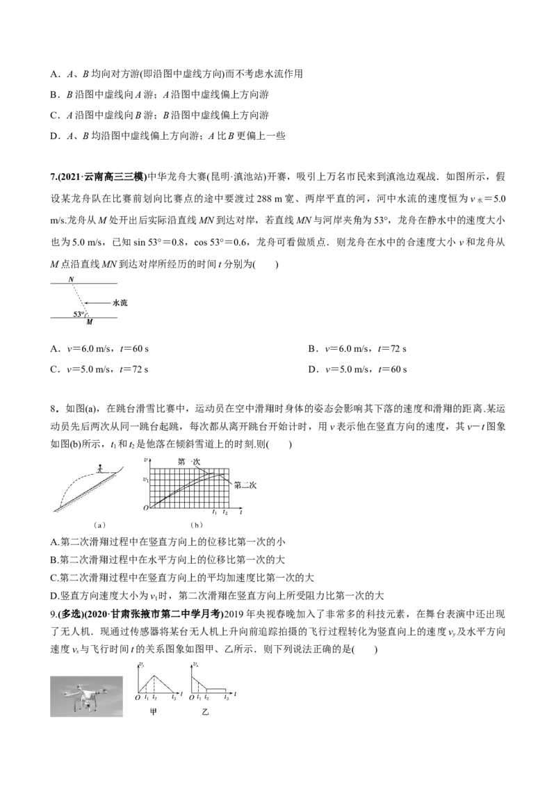 专题4.1曲线运动　运动的合成与分解练原卷版_04高考物理_新高考复习资料_2022年新高考复习资料_2022年高考物理一轮复习讲练测（新教材新高考）