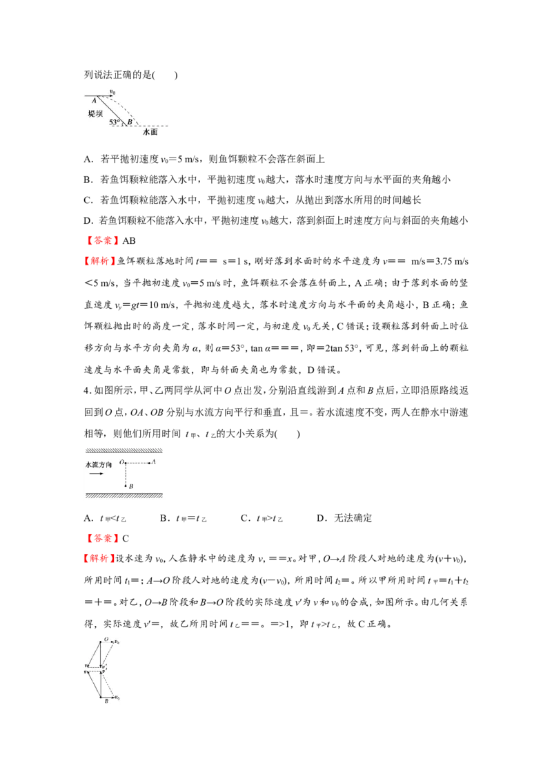 原创（新高考）2021届小题必练5曲线运动教师版_04高考物理_新高考复习资料_2021年新高考资料_2021届（新高考）高考物理小题必练_原创（新高考）2021届小题必练5曲线运动