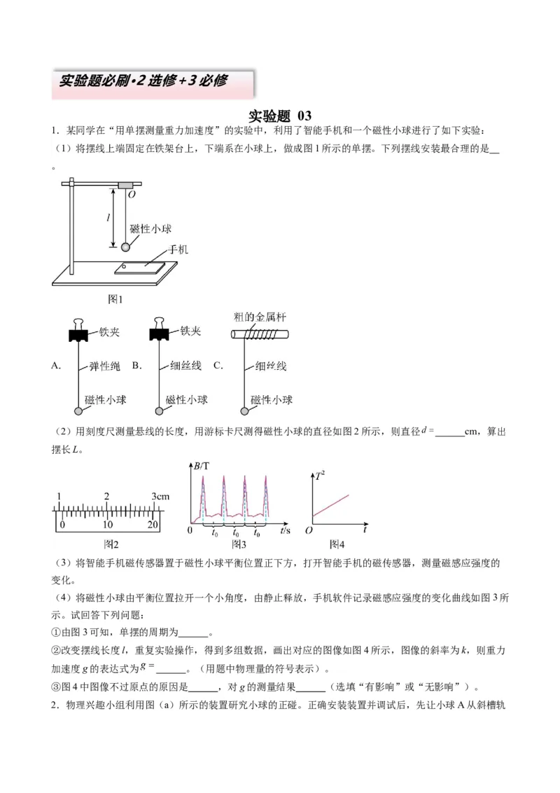 实验题03（2选修+3必修原卷版）_04高考物理_2025年新高考资料_二轮复习_2025年高考物理二轮热点题型归纳与变式演练（新高考通用）339880232