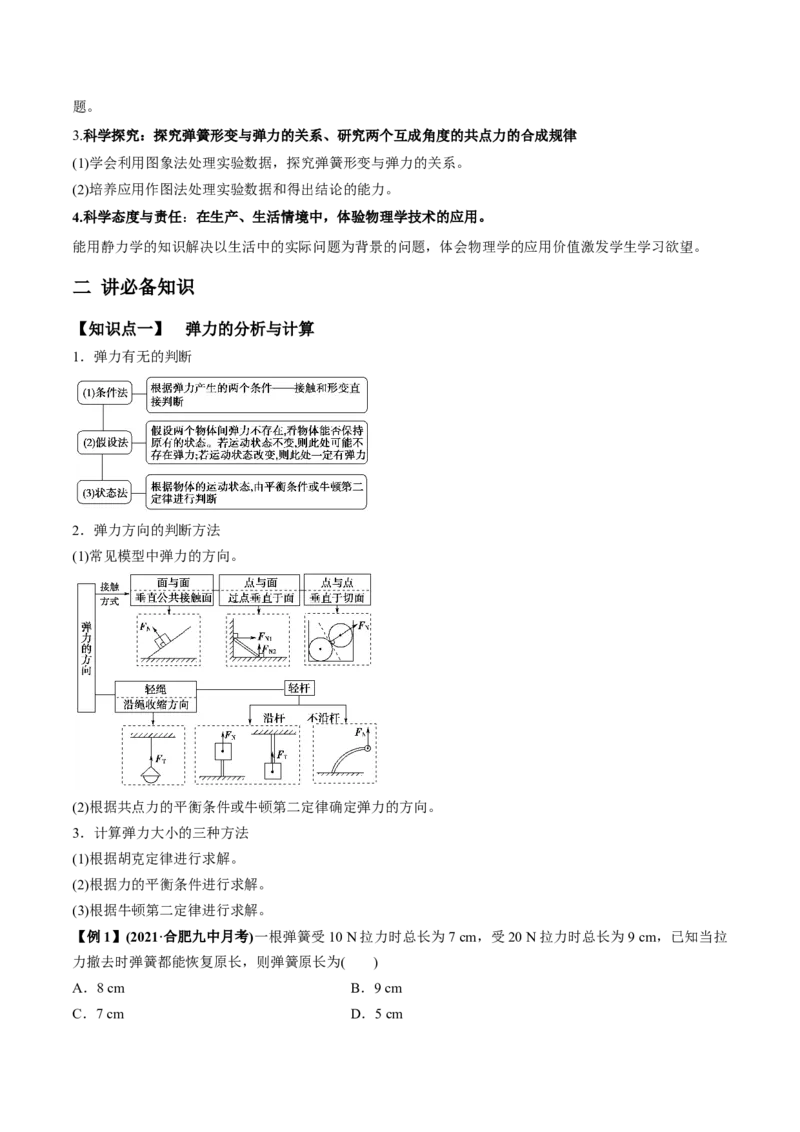 专题2.1三大性质力的理解及运算及实验讲原卷版_04高考物理_新高考复习资料_2022年新高考复习资料_2022年高考物理一轮复习讲练测（新教材新高考）
