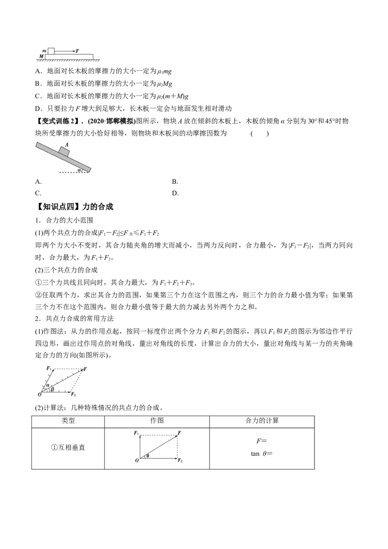 专题2.1三大性质力的理解及运算及实验讲原卷版_04高考物理_新高考复习资料_2022年新高考复习资料_2022年高考物理一轮复习讲练测（新教材新高考）