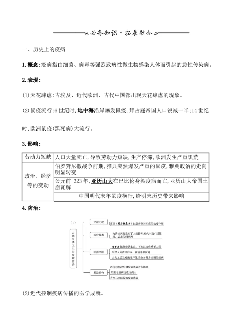 第三十一单元医疗与公共卫生教案_07高考历史_新高考复习资料_2022年新高考复习资料_2022届一轮复习讲练结合7.11更新_系列1_第三十一单元医疗与公共卫生