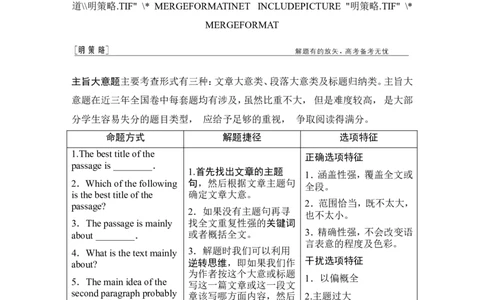 第四节主旨大意题&mdash;&mdash;逆转思维-2022年新高考英语二轮复习提分秘籍专题一：阅读理解（第二讲）_03高考英语_新高考复习资料_2022年新高考资料_2022年新高考英语二轮复习