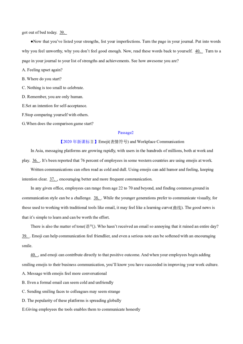 第33讲阅读七选五-段中设空题（核心考点精讲精练）（原卷版）_03高考英语_通用版（老高考）复习资料_2024年复习资料_完备战2024年高考英语一轮复习考点帮（全国通用）