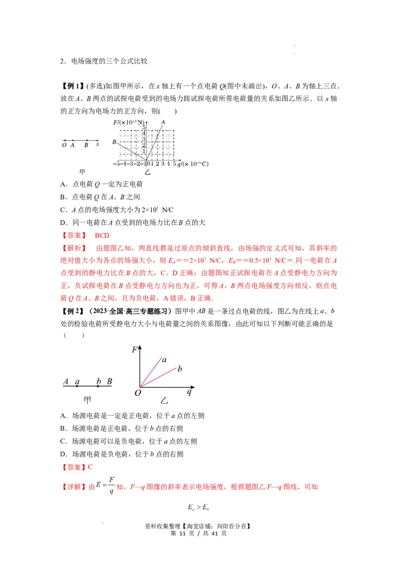 专题20电场力的性质（解析版）_04高考物理_通用版（老高考）复习资料_2024年复习资料_完2024届高考物理一轮复习热点题型归类训练