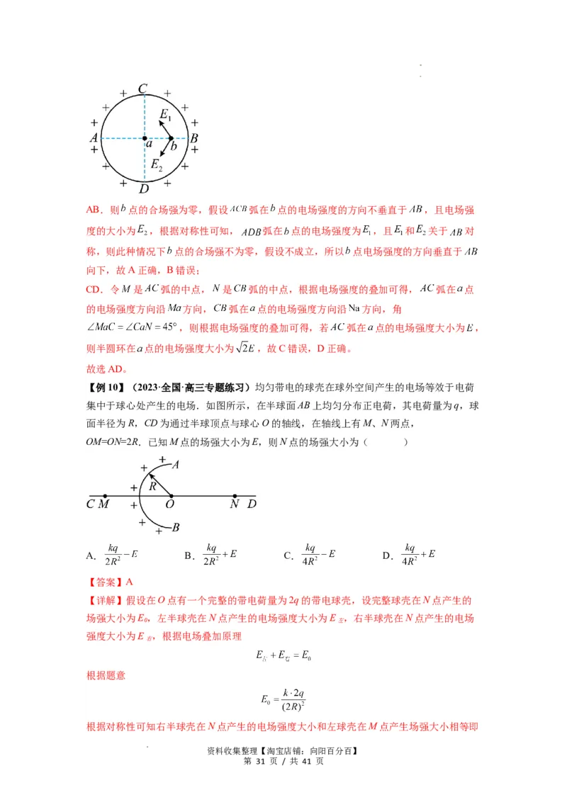 专题20电场力的性质（解析版）_04高考物理_通用版（老高考）复习资料_2024年复习资料_完2024届高考物理一轮复习热点题型归类训练