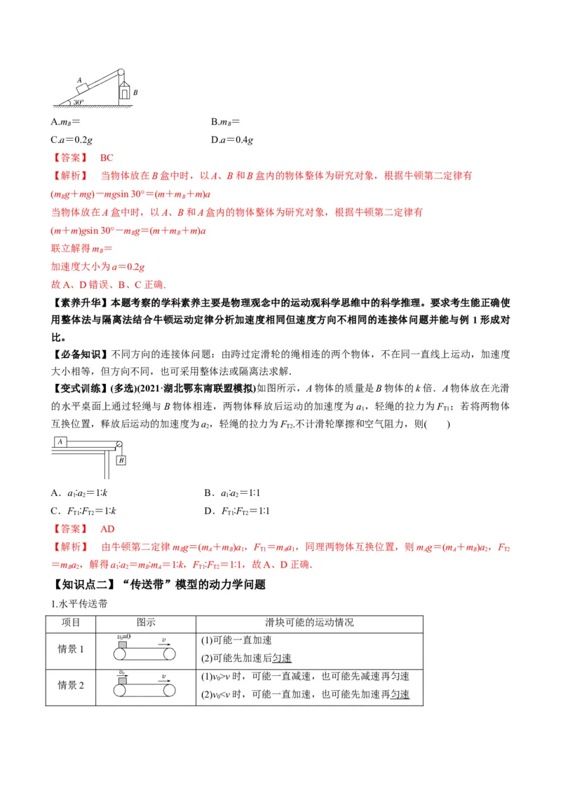 专题3.2动力学典型模型的分析讲解析版_04高考物理_新高考复习资料_2022年新高考复习资料_2022年高考物理一轮复习讲练测（新教材新高考）
