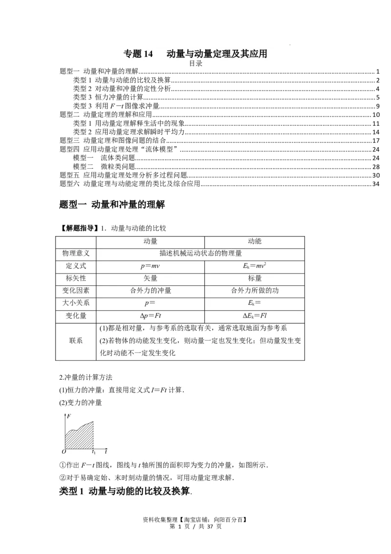 专题14动量与动量定理及其应用（解析版）_04高考物理_新高考复习资料_2024新高考复习资料_一轮复习资料_完2024届高考物理一轮复习热点题型归类训练