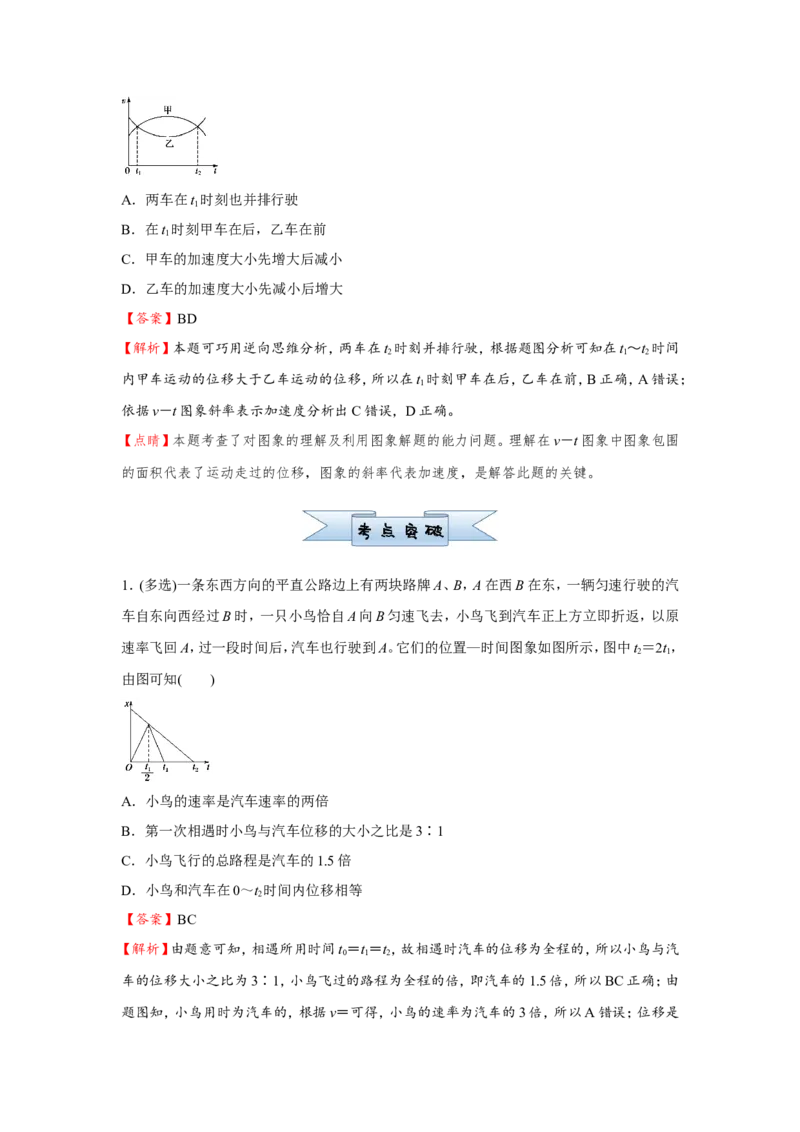 原创（新高考）2021届小题必练2运动图象与追击相遇问题教师版_04高考物理_新高考复习资料_2021年新高考资料_2021届（新高考）高考物理小题必练