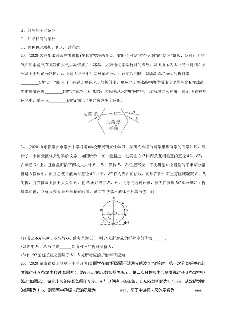 专题17光学电磁波相对论-2020年高考真题和模拟题物理分类训练（学生版）_04高考物理_新高考复习资料_2022年新高考复习资料_高考物理2022年一轮复习各版本
